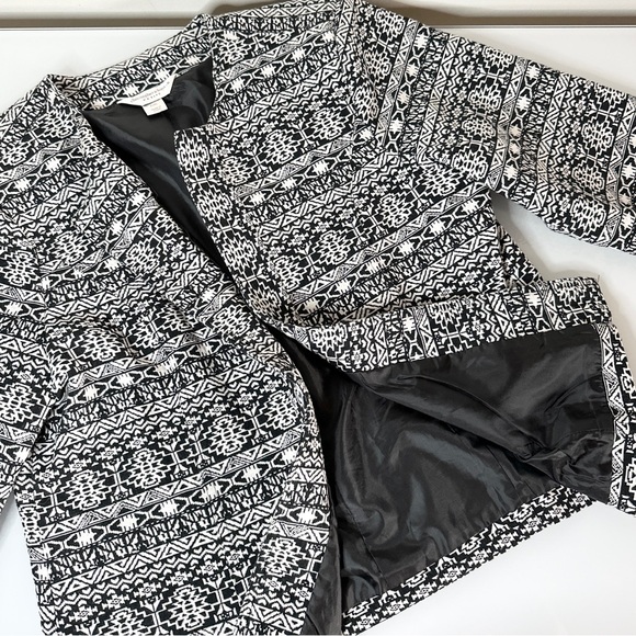 Christopher & Banks Tapestry Lined Open Jacket P/XL Black White - Picture 4 of 7